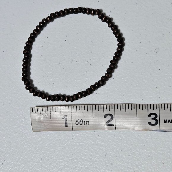 Boho Handmade Wood Bead Stretch Bracelets Set of 2 Natural Fashion Jewelry Women - Picture 4 of 4